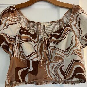 LA Hearts brown and white summer blouse. Size M